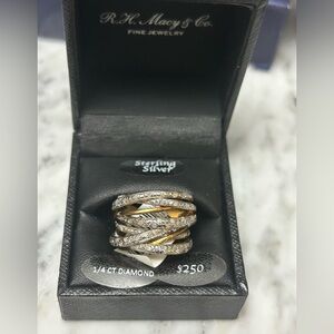 Sterling Silver and Gold Diamond Ring